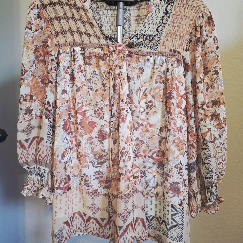 Floral Patchwork Western Blouse